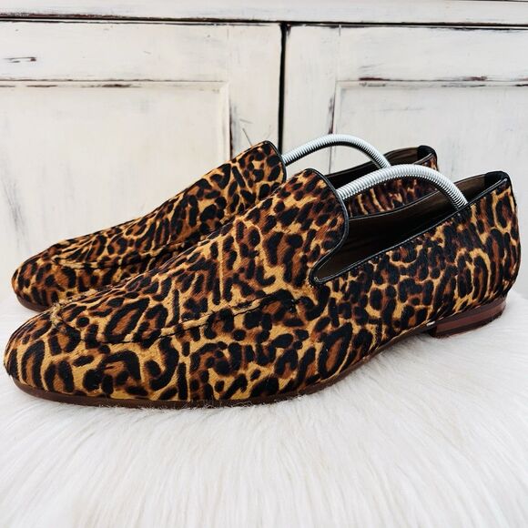 Aldo Leopard Print Animal Hair Slip on Funky Dress Shoes Loafers Mens Size 13 - Picture 1 of 8